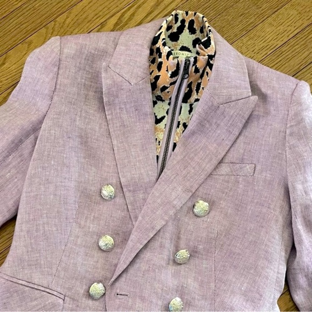 Veronica Beard Pink Blazer with Leopard Lining